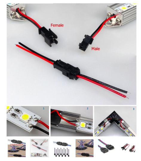 Cable conexión 2 Pin, PAR, para tiras LED