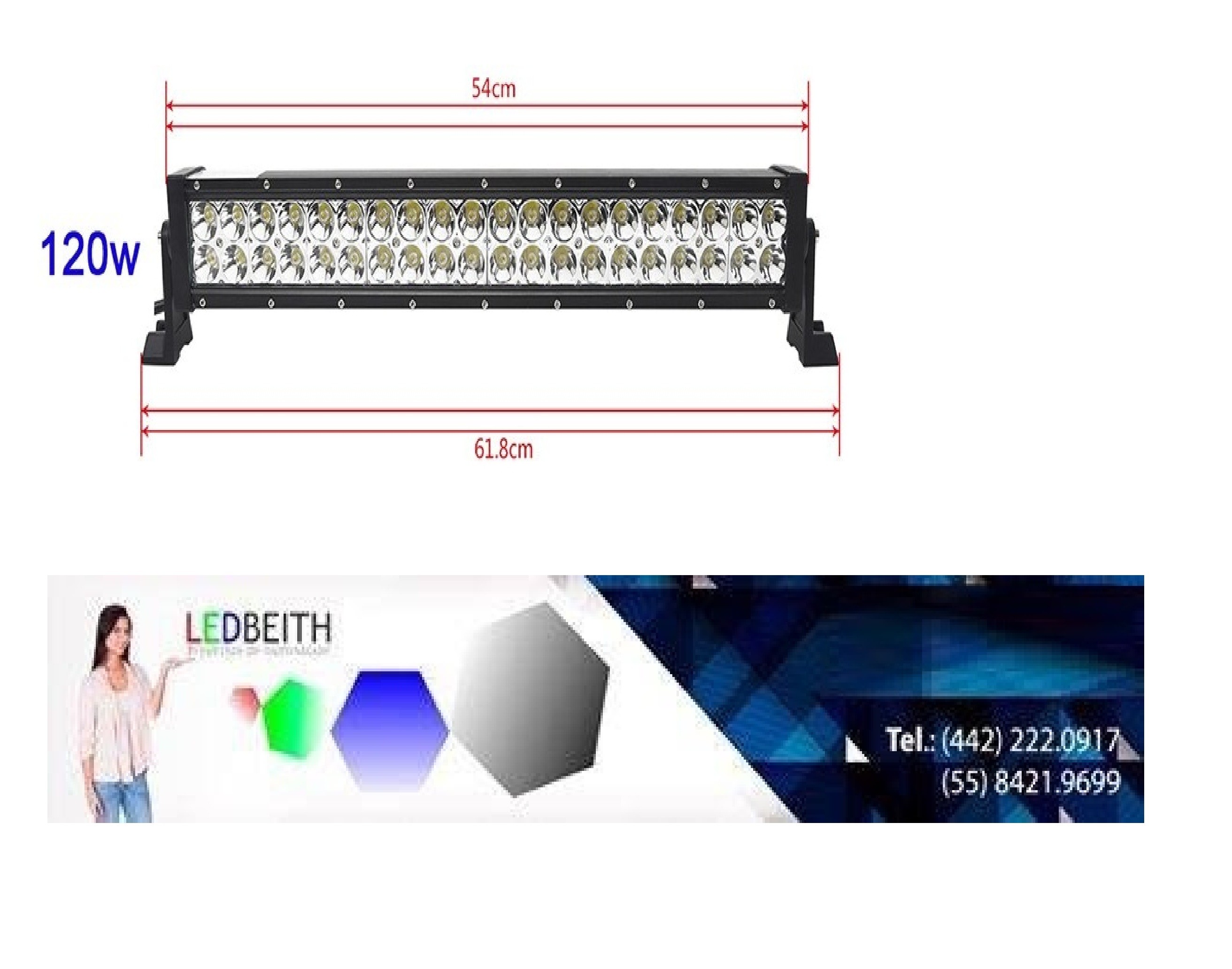 Barra Recta Led Slim De 21 Pulgadas