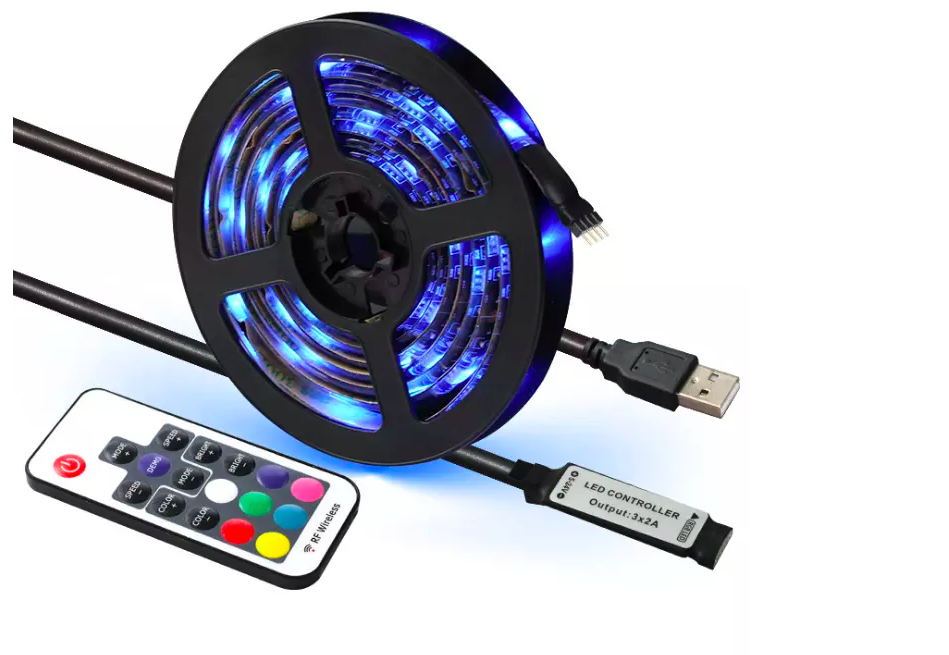 Tira de LED RGB de 2 metros 5050 Impermeable USB 5V Tira de LED TV Luz de fondo