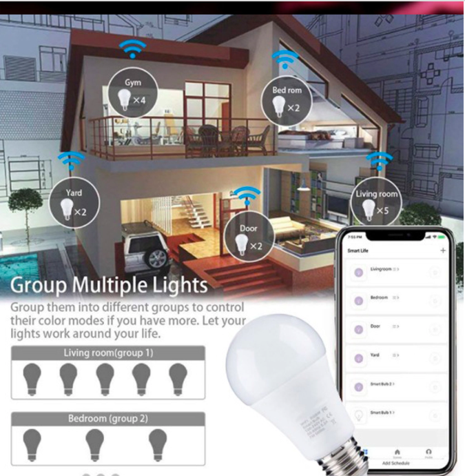 LED Inteligente WiFi, YOMYM 7W Bombilla LED Luces Cálidas/Frías & RGB, Lámpara WiFi Funciona con Alexa Google Home IFTTT