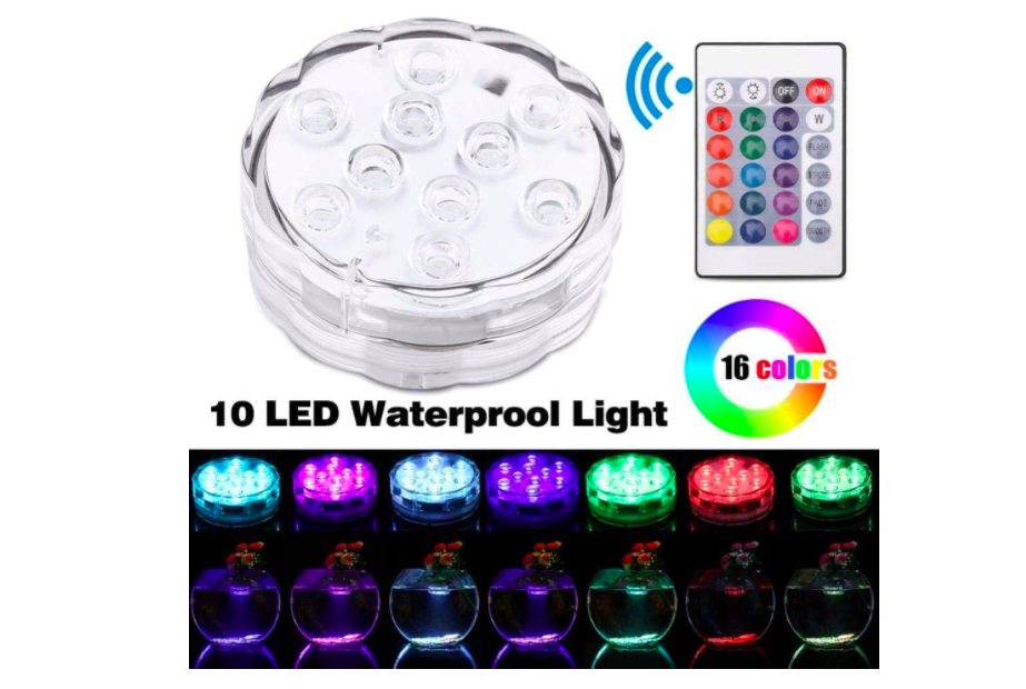 Luces LED RGB sumergibles - Control Remoto a Prueba de Agua Que Cambia de Color Luz a Prueba de Agua con 10LED