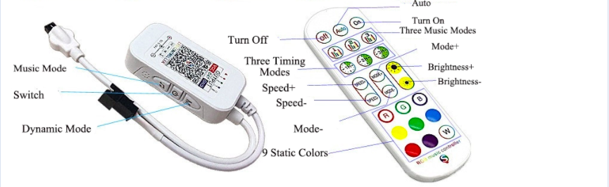 KIT tira LED SMD5050 RGB, 5m (30 Led/m), RGBIC - IP65 -Control que reacciona a la música y aplicación Dreamcolor con Bluetooth  y WIFI inteligente -Adaptador 3A