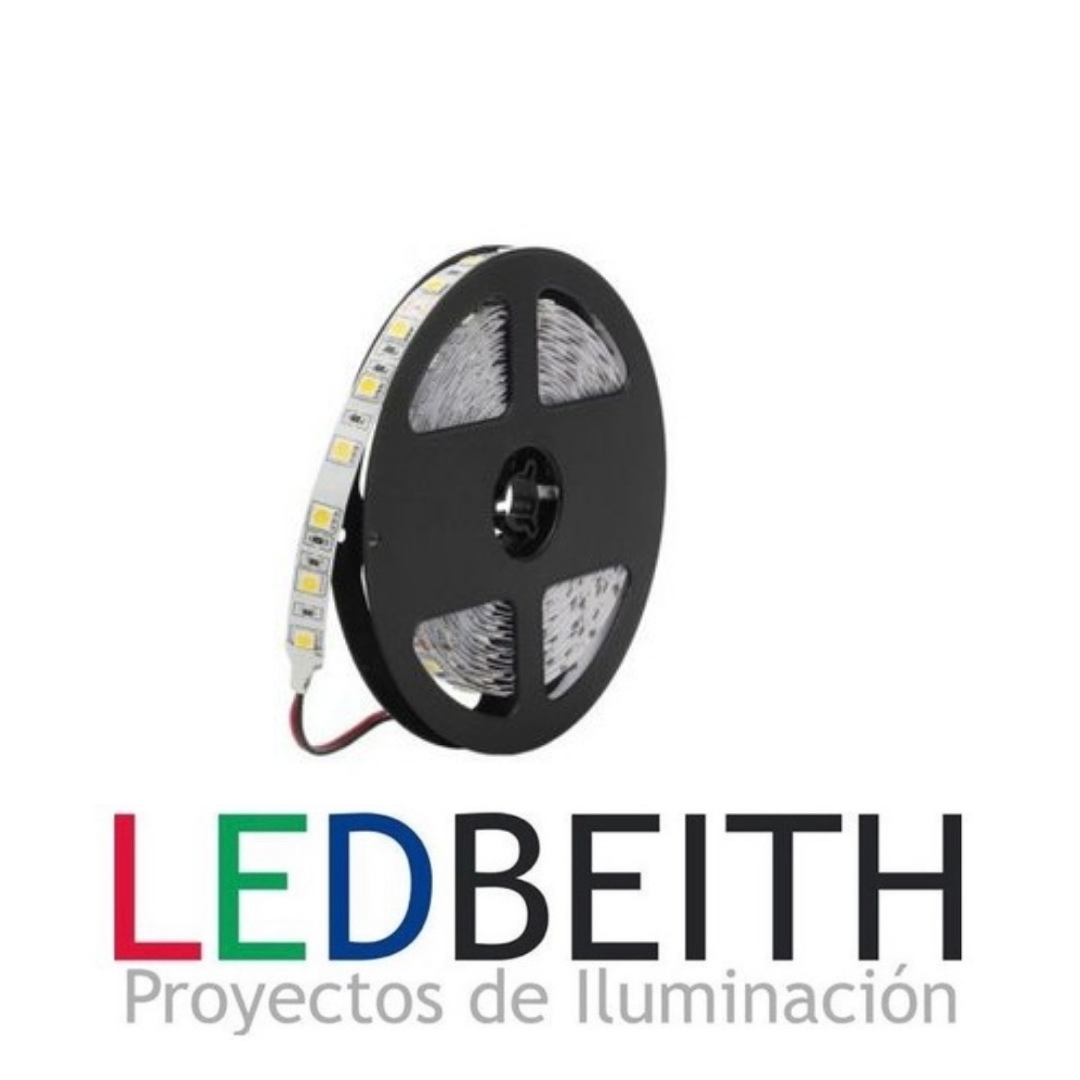 Tira LED SMD5050, DC12V, 5m (60 Led/m) - IP33, Blanco cálido